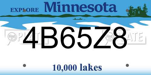 4B65Z8 Minnesota License Plate
