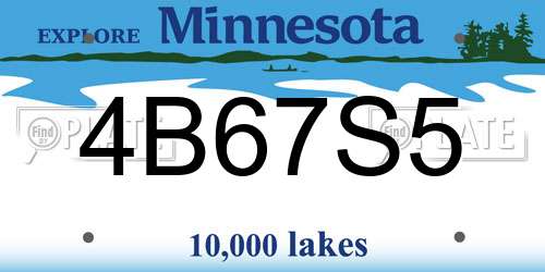 4B67S5 Minnesota License Plate