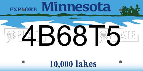 4B68T5 Minnesota License Plate
