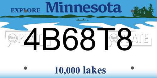 4B68T8 Minnesota License Plate