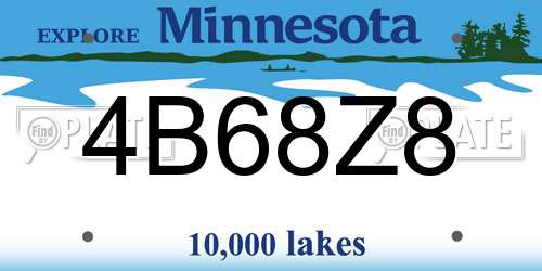 4B68Z8 Minnesota License Plate