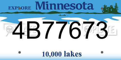 4B77673 Minnesota License Plate