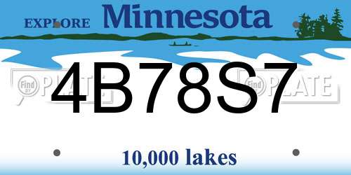 4B78S7 Minnesota License Plate
