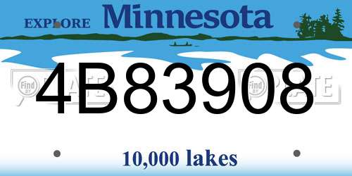 4B83908 Minnesota License Plate