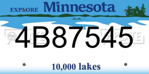 4B87545 Minnesota License Plate