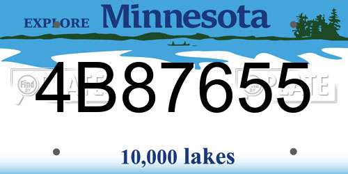 4B87655 Minnesota License Plate