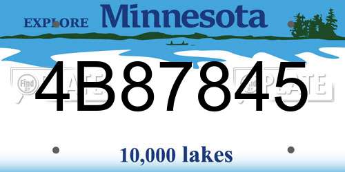 4B87845 Minnesota License Plate