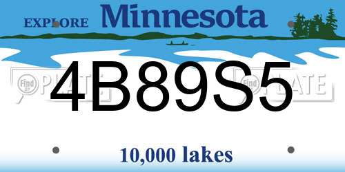 4B89S5 Minnesota License Plate