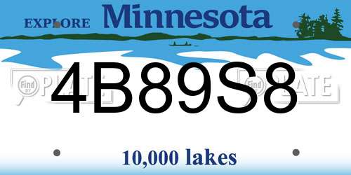 4B89S8 Minnesota License Plate