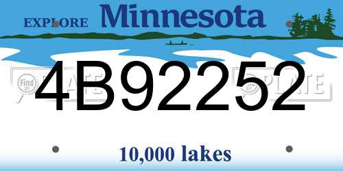 4B92252 Minnesota License Plate
