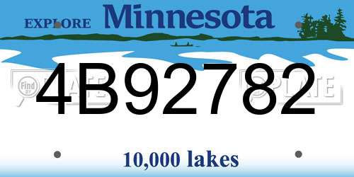 4B92782 Minnesota License Plate