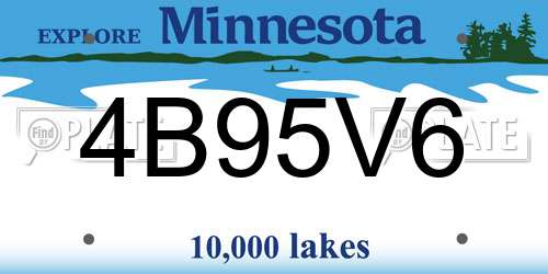4B95V6 Minnesota License Plate