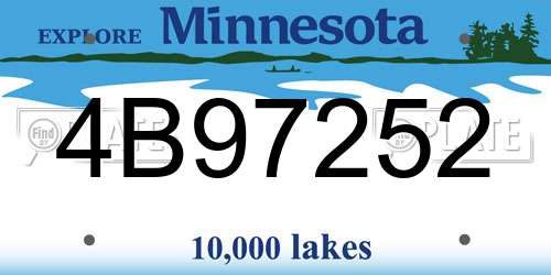 4B97252 Minnesota License Plate
