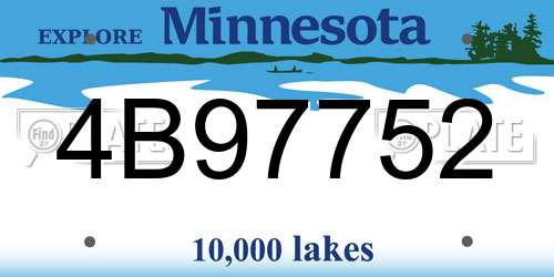 4B97752 Minnesota License Plate