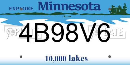 4B98V6 Minnesota License Plate