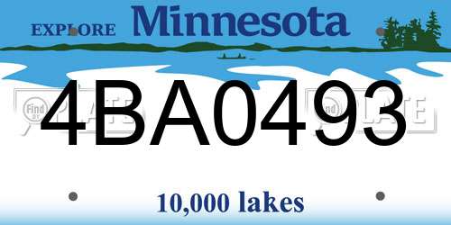 4BA0493 Minnesota License Plate