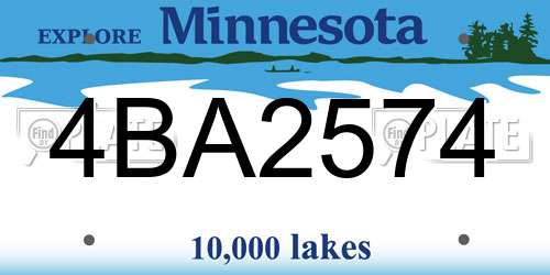 4BA2574 Minnesota License Plate