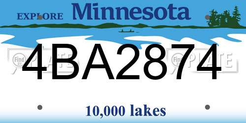 4BA2874 Minnesota License Plate