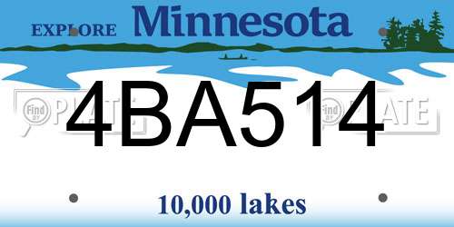 4BA514 Minnesota License Plate