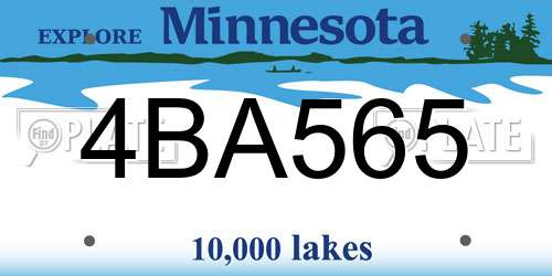 4BA565 Minnesota License Plate