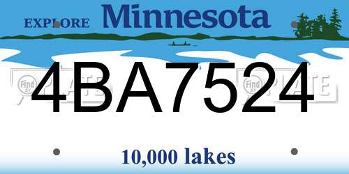 4BA7524 Minnesota License Plate