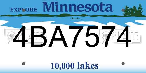 4BA7574 Minnesota License Plate
