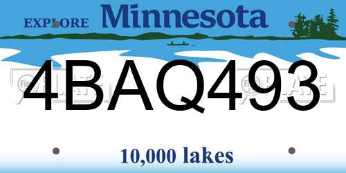 4BAQ493 Minnesota License Plate
