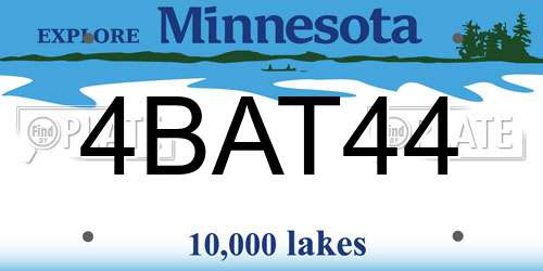 4BAT44 Minnesota License Plate