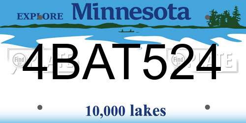 4BAT524 Minnesota License Plate