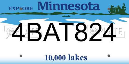 4BAT824 Minnesota License Plate