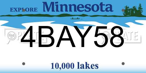 4BAY58 Minnesota License Plate
