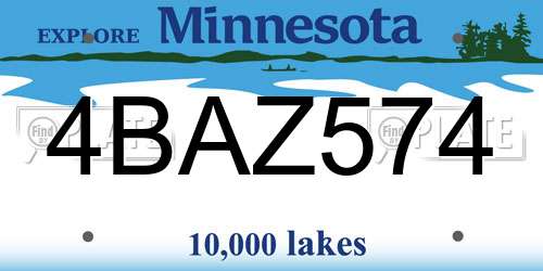 4BAZ574 Minnesota License Plate