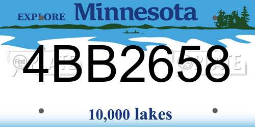 4BB2658 Minnesota License Plate