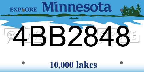 4BB2848 Minnesota License Plate
