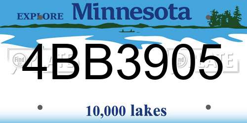 4BB3905 Minnesota License Plate
