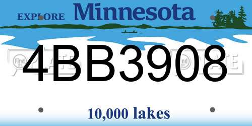 4BB3908 Minnesota License Plate