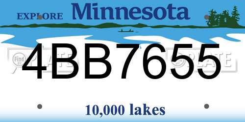 4BB7655 Minnesota License Plate