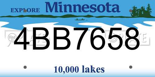4BB7658 Minnesota License Plate