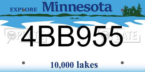 4BB955 Minnesota License Plate
