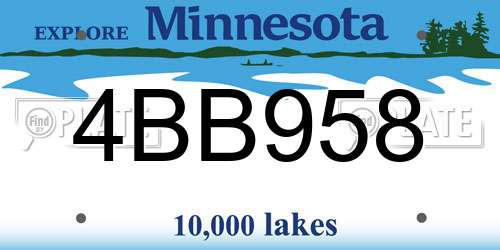 4BB958 Minnesota License Plate