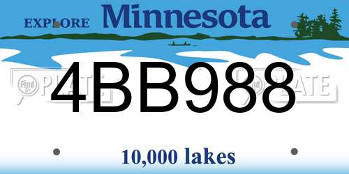 4BB988 Minnesota License Plate