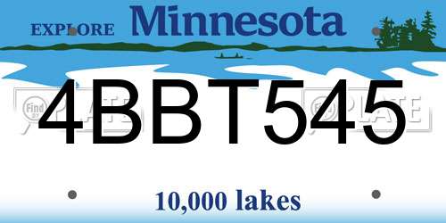 4BBT545 Minnesota License Plate
