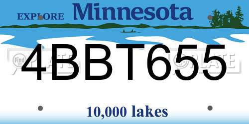 4BBT655 Minnesota License Plate