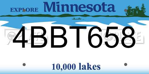 4BBT658 Minnesota License Plate