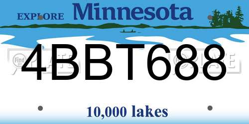 4BBT688 Minnesota License Plate