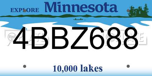 4BBZ688 Minnesota License Plate