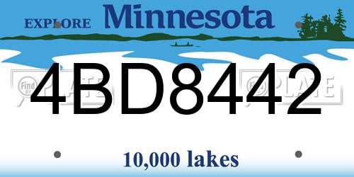 4BD8442 Minnesota License Plate