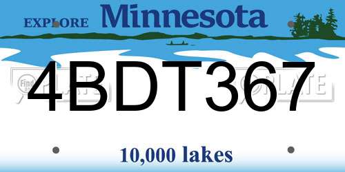 4BDT367 Minnesota License Plate