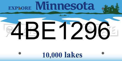 4BE1296 Minnesota License Plate