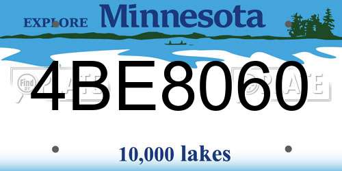 4BE8060 Minnesota License Plate